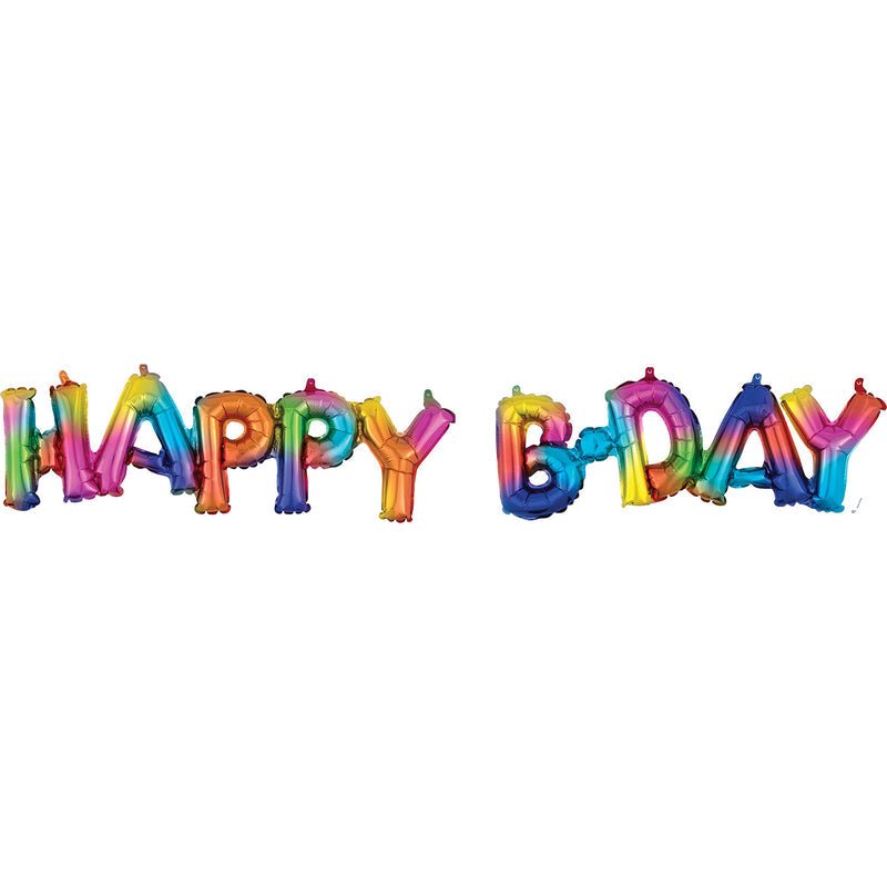 Multicolor Happy B-Day Script Foil Balloon - 30"in