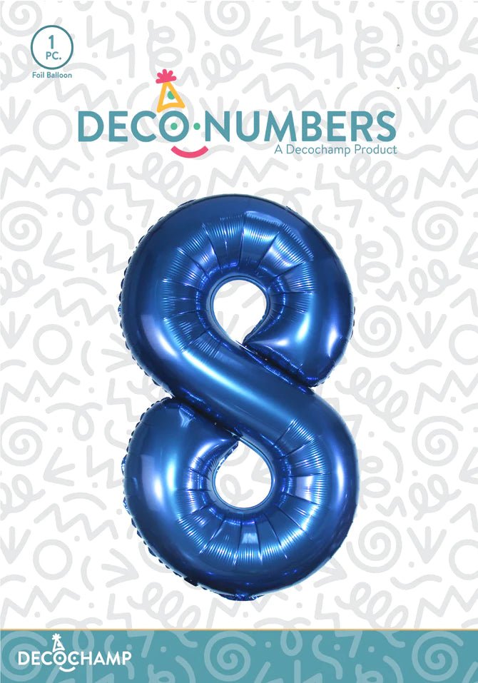 Number 8 Navy Blue Foil Balloon 34" (Single Pack) DECONUMBER