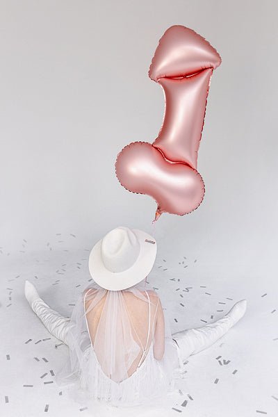 Penis Foil Balloon 44 in. PartyDeco USA (Rated R) - Rose Gold