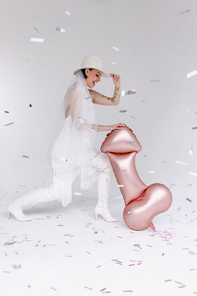 Penis Foil Balloon 44 in. PartyDeco USA (Rated R) - Rose Gold