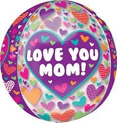 Love You Mom Playful Hearts 16"