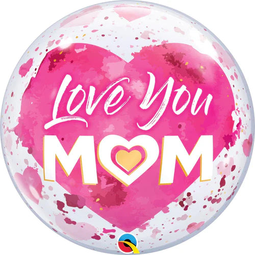 Love You Mom Pink Bubble 22"