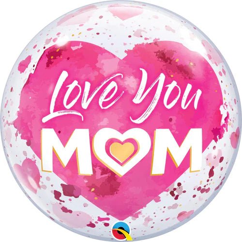 Love You Mom Pink Bubble 22"