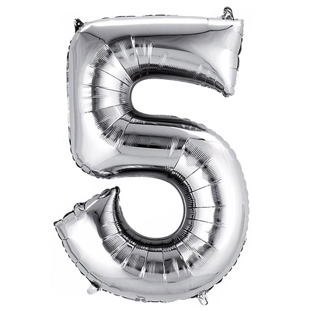 Numbers 0 to 9 Silver Foil Balloon 14" in and 34" in each (Choose your size and your number)