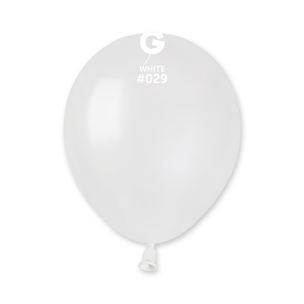 Metallic Balloon White AM50-029  | 100 balloons per package of 5'' each