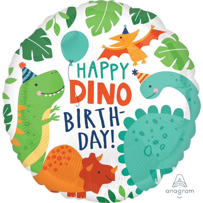 Dino Birthday Foil Balloon - 18" in.