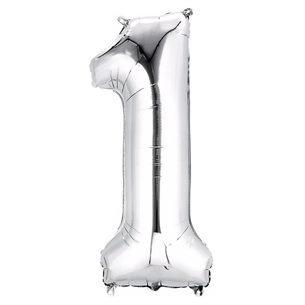 Numbers 0 to 9 Silver Foil Balloon 14" in and 34" in each (Choose your size and your number)
