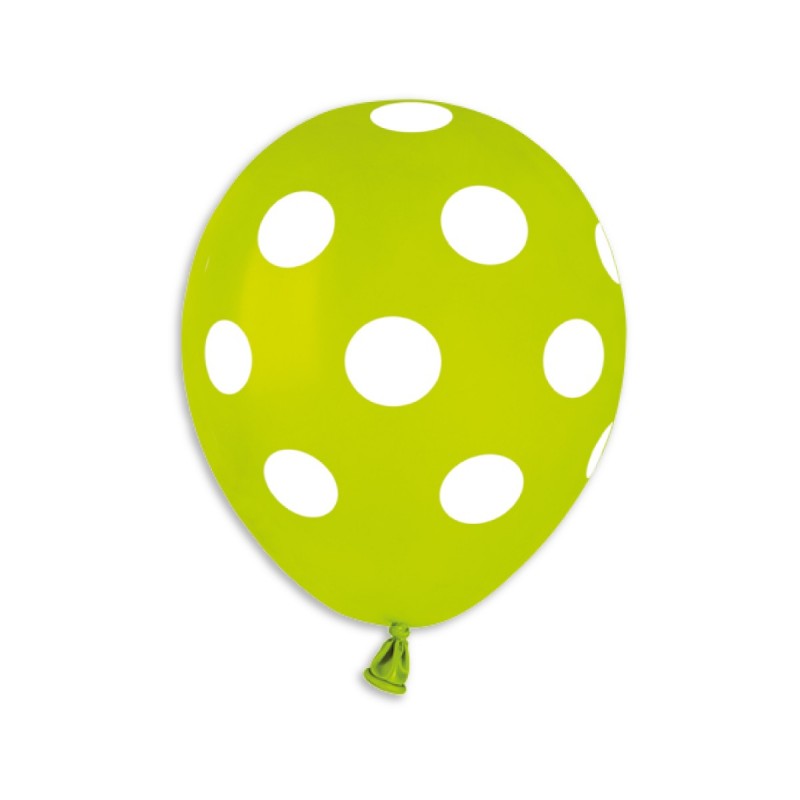 Solid Balloon light green 011 - White Polka AS50-157 | 100 balloons per package of 5'' each
