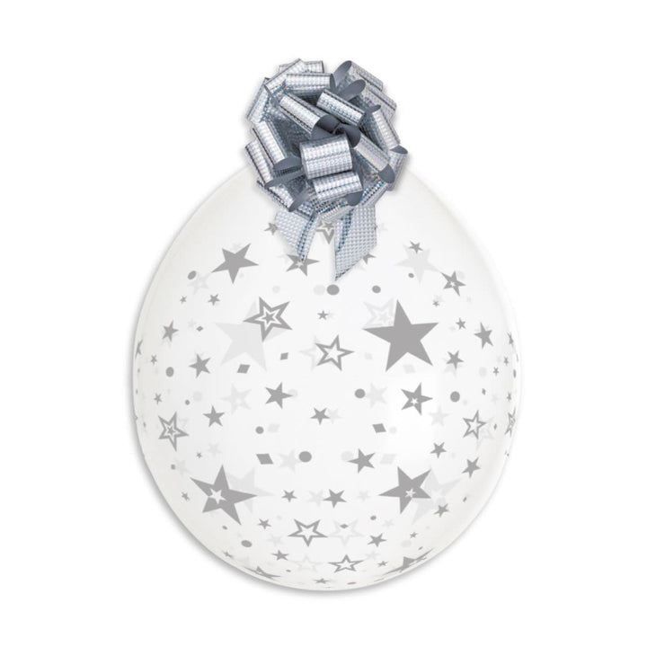 GS18: #001 Silver Star Stuffing Printed Balloons (25 Pcs) 18"