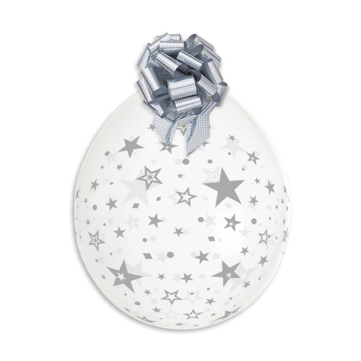 GS18: #001 Silver Star Stuffing Printed Balloons (25 Pcs) 18"