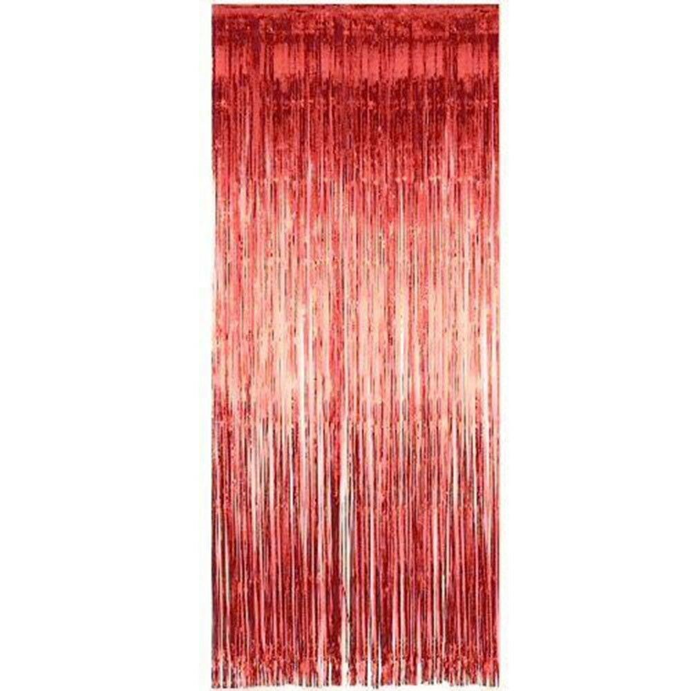 Red - Metallic Fringe Curtain