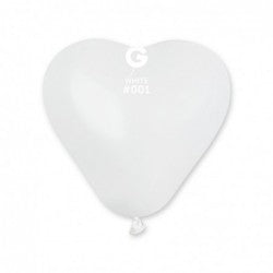 Solid Heart Balloon White CR6-001 | 100 balloons per package of 6'' each