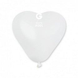 Solid Heart Balloon White CR6-001 | 100 balloons per package of 6'' each