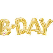 "B-DAY " Gold Script 30"
