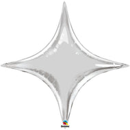 Silver Starpoint - Four Point Star Foil Balloon 20" in