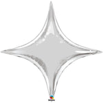 Silver Starpoint - Four Point Star Foil Balloon 40" in