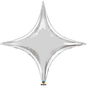Silver Starpoint - Four Point Star Foil Balloon 14" in