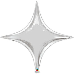 Silver Starpoint - Four Point Star Foil Balloon 14