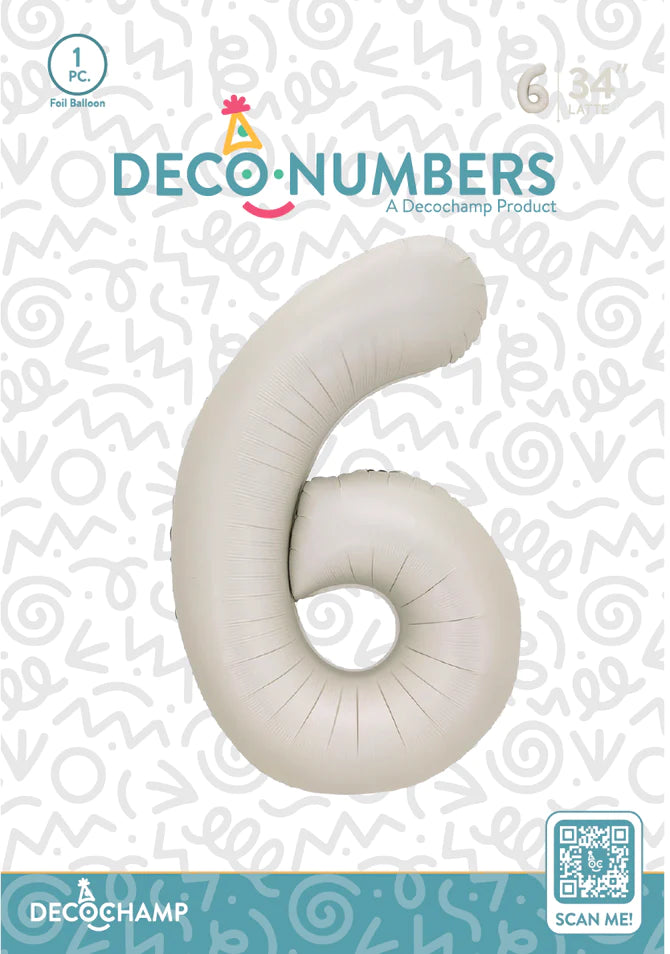 Number 6 Latte Foil Balloon 34" (Single Pack) DECONUMBER