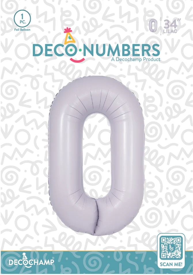 Number 0 Lilac Foil Balloon 34" (Single Pack) DECONUMBER