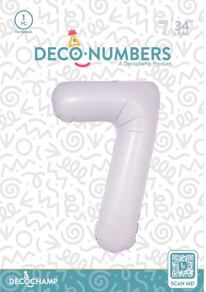 Number 7 Lilac Foil Balloon 34" (Single Pack) DECONUMBER