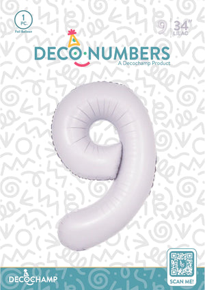 Number 9 Lilac Foil Balloon 34" (Single Pack) DECONUMBER