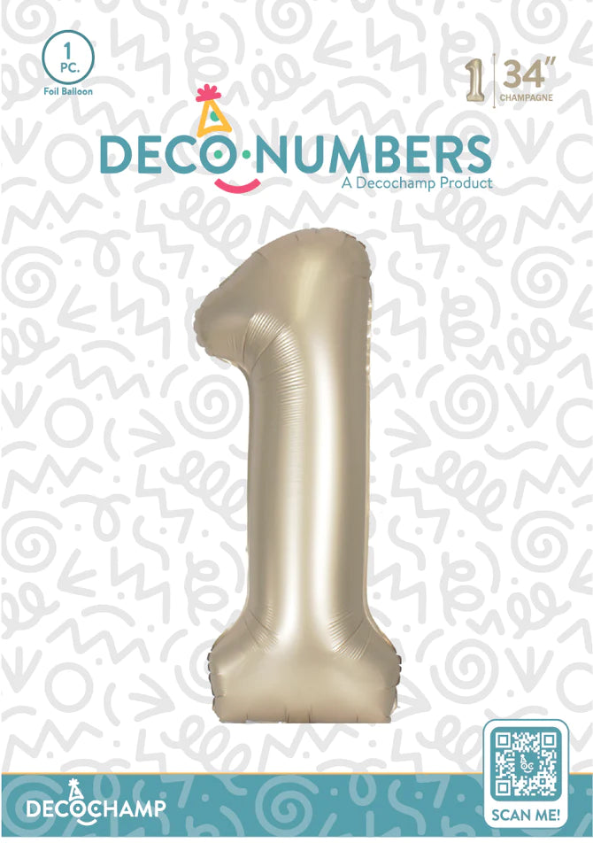Number 1 Champagne Foil Balloon 34" (Single Pack) DECONUMBER
