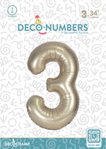 Number 3 Champagne Foil Balloon 34" (Single Pack) DECONUMBER