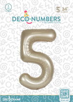 Number 5 Champagne Foil Balloon 34" (Single Pack) DECONUMBER