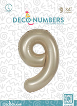 Number 9 Champagne Foil Balloon 34" (Single Pack) DECONUMBER