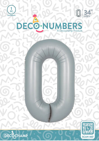Number 0 Grey Foil Balloon 34