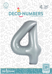 Number 4 Grey Foil Balloon 34