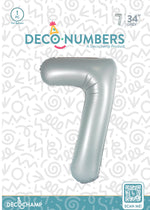 Number 7 Grey Foil Balloon 34" (Single Pack) DECONUMBER