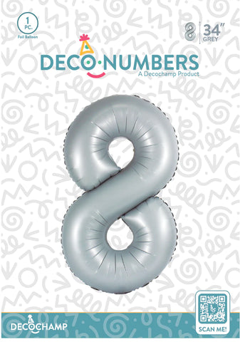 Number 8 Grey Foil Balloon 34