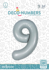 Number 9 Grey Foil Balloon 34