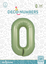 Number 0 Olive Green Foil Balloon 34" (Single Pack) DECONUMBER