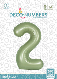 Number 2 Olive Green Foil Balloon 34" (Single Pack) DECONUMBER
