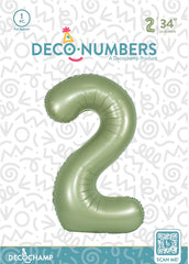 Number 2 Olive Green Foil Balloon 34