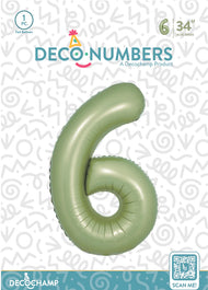 Number 6 Olive Green Foil Balloon 34" (Single Pack) DECONUMBER