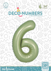 Number 6 Olive Green Foil Balloon 34