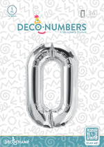 Number 0 Silver Foil Balloon 34" (Single Pack) DECONUMBER