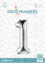 Number 1 Silver Foil Balloon 34" (Single Pack) DECONUMBER