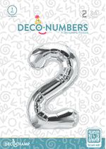 Number 2 Silver Foil Balloon 34" (Single Pack) DECONUMBER