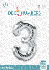Number 3 Silver Foil Balloon 34