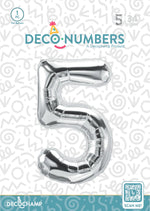 Number 5 Silver Foil Balloon 34" (Single Pack) DECONUMBER