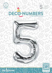Number 5 Silver Foil Balloon 34