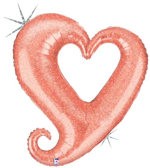 Holographic Rose Gold Linky Chain Of Hearts 37" Foil