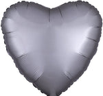 Satin Silver Platinum Heart 18