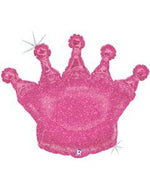 Pink Glittering Crown Foil Balloon - 36" in