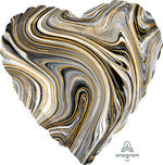 Black Marble Heart 18" Foil Balloon
